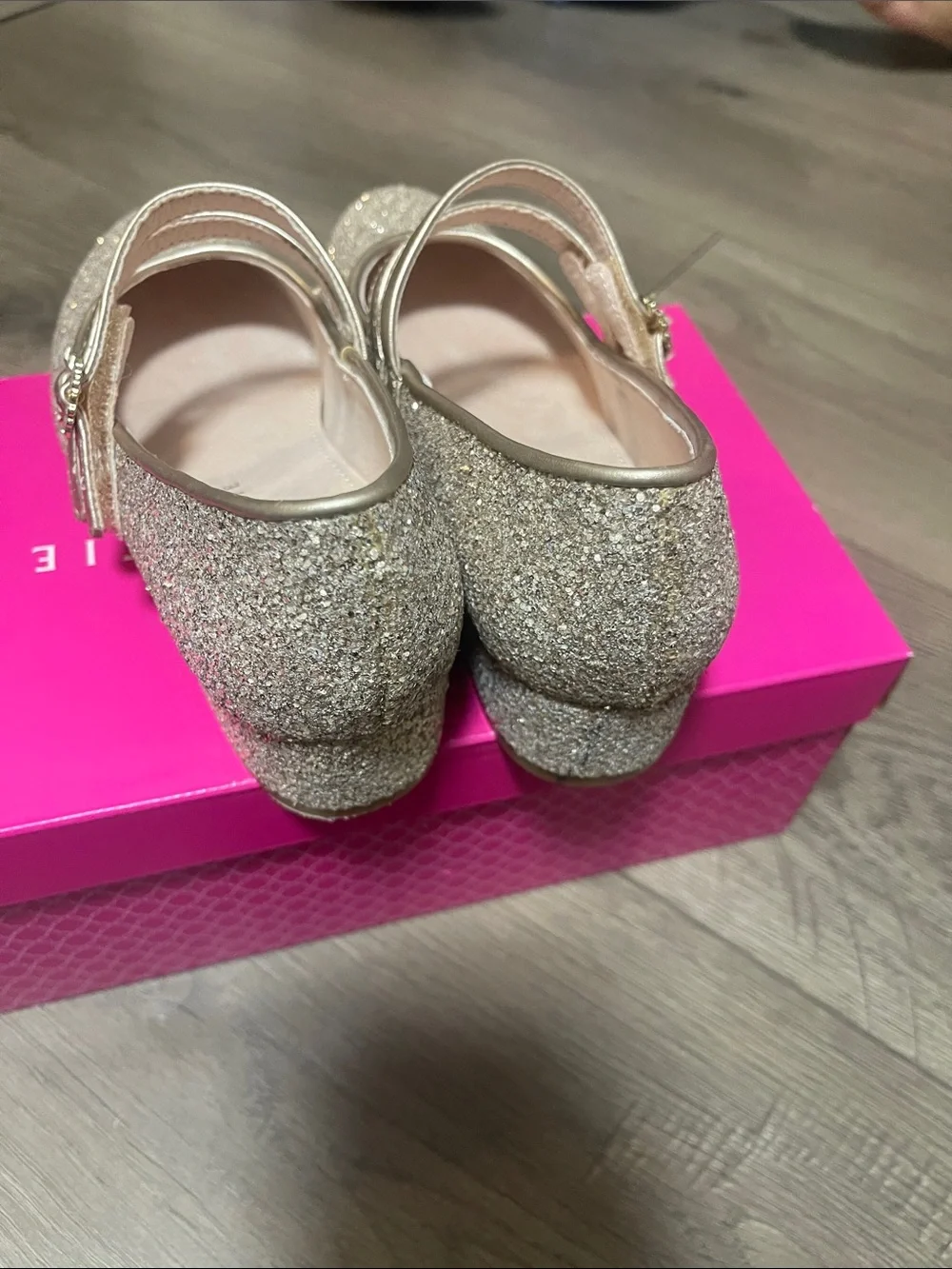 Kelly & Katie Glitter Double-Strap Mary Jane Flats - Gold